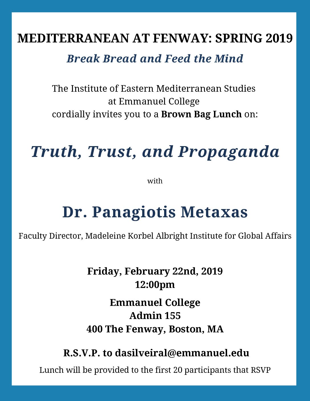 Brown Bag Lunch: Truth, Trust and Propaganda with Dr. Panagiotis Metaxas